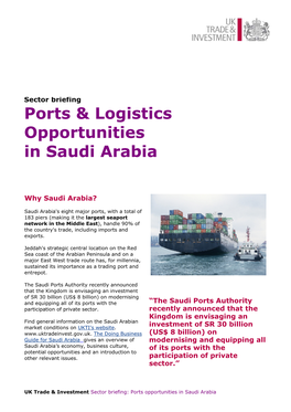 Ports & Logistics Sector in Saudi Arabia