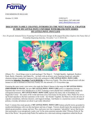 Discovery Family Channel Introduces the Next Magical Chapter in the My Little Pony Universe with Brand-New Series My Little Pony: Pony Life
