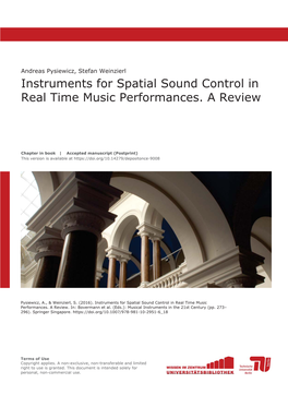 Instruments for Spatial Sound Control in Real Time Music Performances