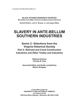 Slavery in Ante-Bellum Southern Industries