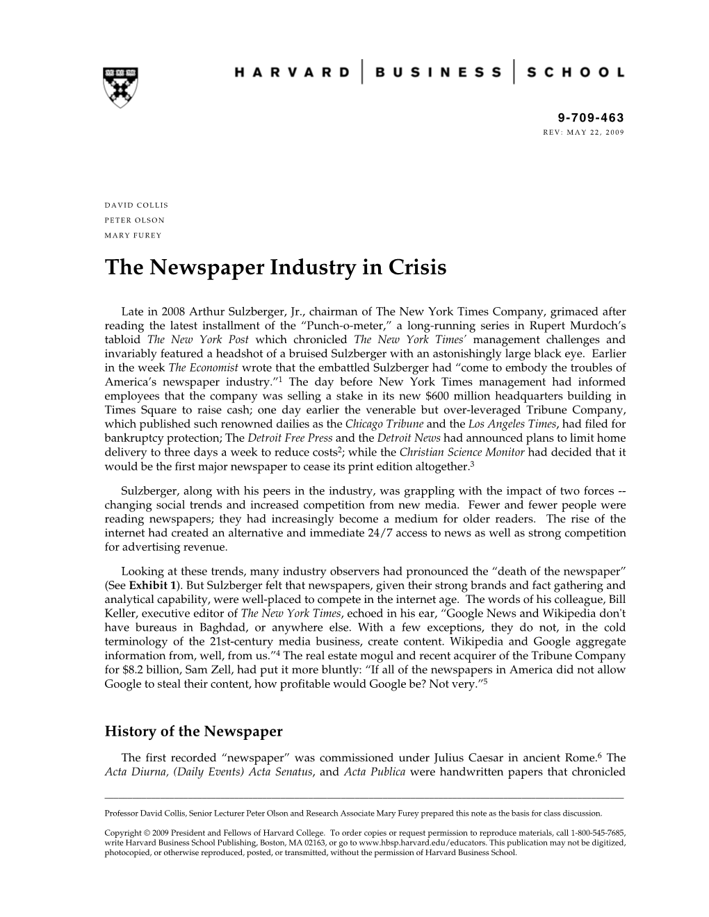 The Newspaper Industry in Crisis