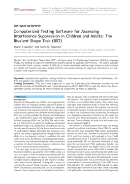 Computerized Testing Software for Assessing Interference Open Research Software Suppression in Children and Adults: the Bivalent Shape Task (BST)