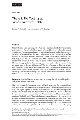 There Is No Texting at James Baldwin's Table