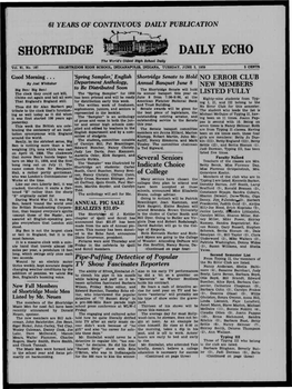 SHORTRIDGE DAILY ECHO the World's Oldest High School Dotty Vol