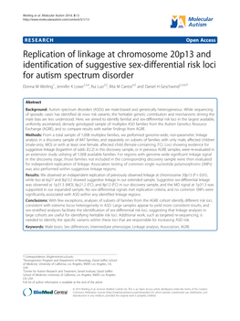 Replication of Linkage at Chromosome 20P13 and Identification Of
