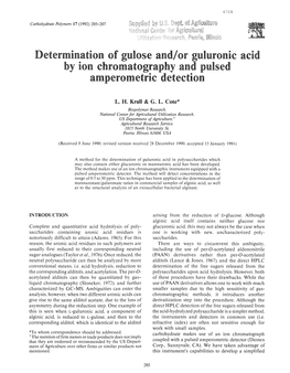Determination of Gulose And/Or Guluronic Acid by Ion Chromatography and Pulsed Amperometric Detection