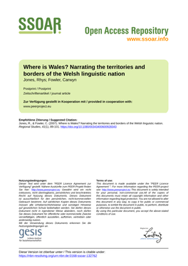 Where Is Wales? Narrating the Territories and Borders of the Welsh Linguistic Nation Jones, Rhys; Fowler, Carwyn