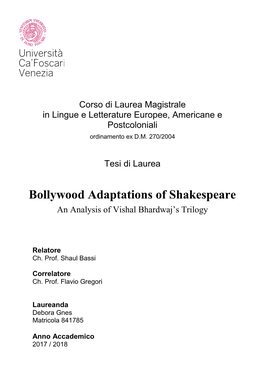 Bollywood Adaptations of Shakespeare