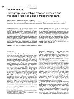 Haplogroup Relationships Between Domestic and Wild Sheep Resolved Using a Mitogenome Panel