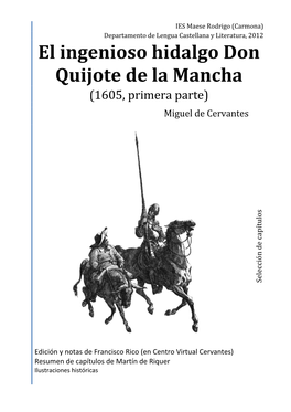 El Ingenioso Hidalgo Don Quijote De La Mancha (1605, Primera Parte)