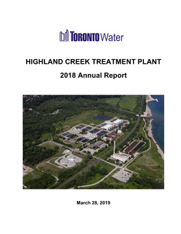 Highland Creek Treatment Plant 2018 Annual Report