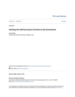 Sending the Self-Execution Doctrine to the Executioner