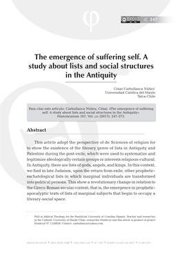 The Emergence of Suffering Self. a Study About Lists and Social Structures in the Antiquity