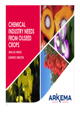 Chemical Industry Needs from Oilseed Crops Jean-Luc Dubois Scientific Director
