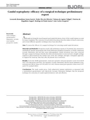 Caudal Septoplasty: Efficacy of a Surgical Technique-Preliminnary Report