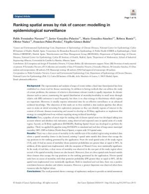 Ranking Spatial Areas by Risk of Cancer: Modelling in Epidemiological Surveillance
