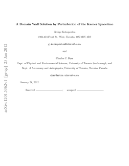 A Domain Wall Solution by Perturbation of the Kasner Spacetime