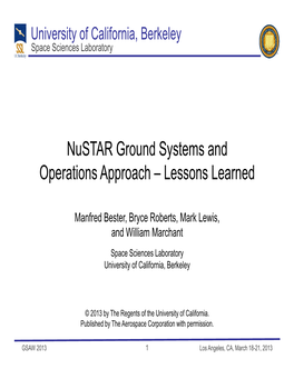 Nustar Ground Systems and Operations Approach – Lessons Learned