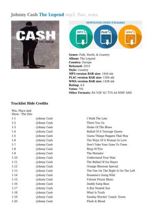 Johnny Cash the Legend Mp3, Flac, Wma