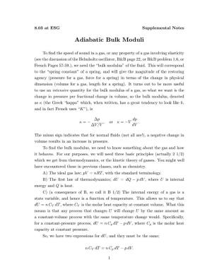 Adiabatic Bulk Moduli