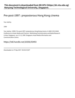 Pre‑Post‑1997 : Preposterous Hong Kong Cinema