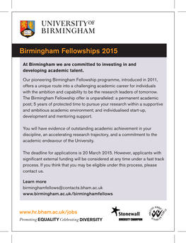 Birmingham Fellowships 2015