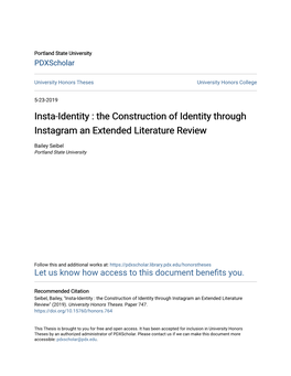 Insta-Identity : the Construction of Identity Through Instagram an Extended Literature Review