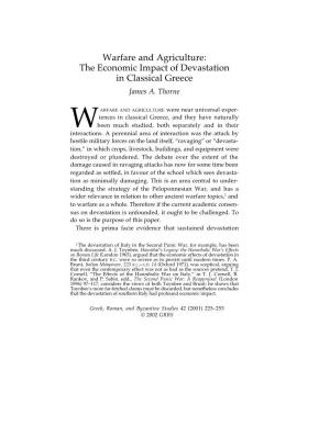 Warfare and Agriculture: the Economic Impact of Devastation in Classical Greece James A