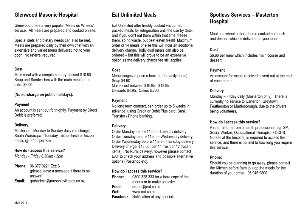 Glenwood Masonic Hospital Eat Unlimited Meals Spotless Services