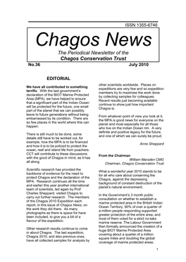 Chagos News the Periodical Newsletter of the Chagos Conservation Trust No.36 July 2010