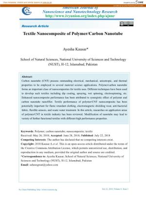 Textile Nanocomposite of Polymer/Carbon Nanotube
