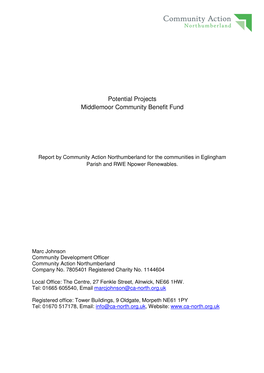 Potential Projects Middlemoor Community Benefit Fund