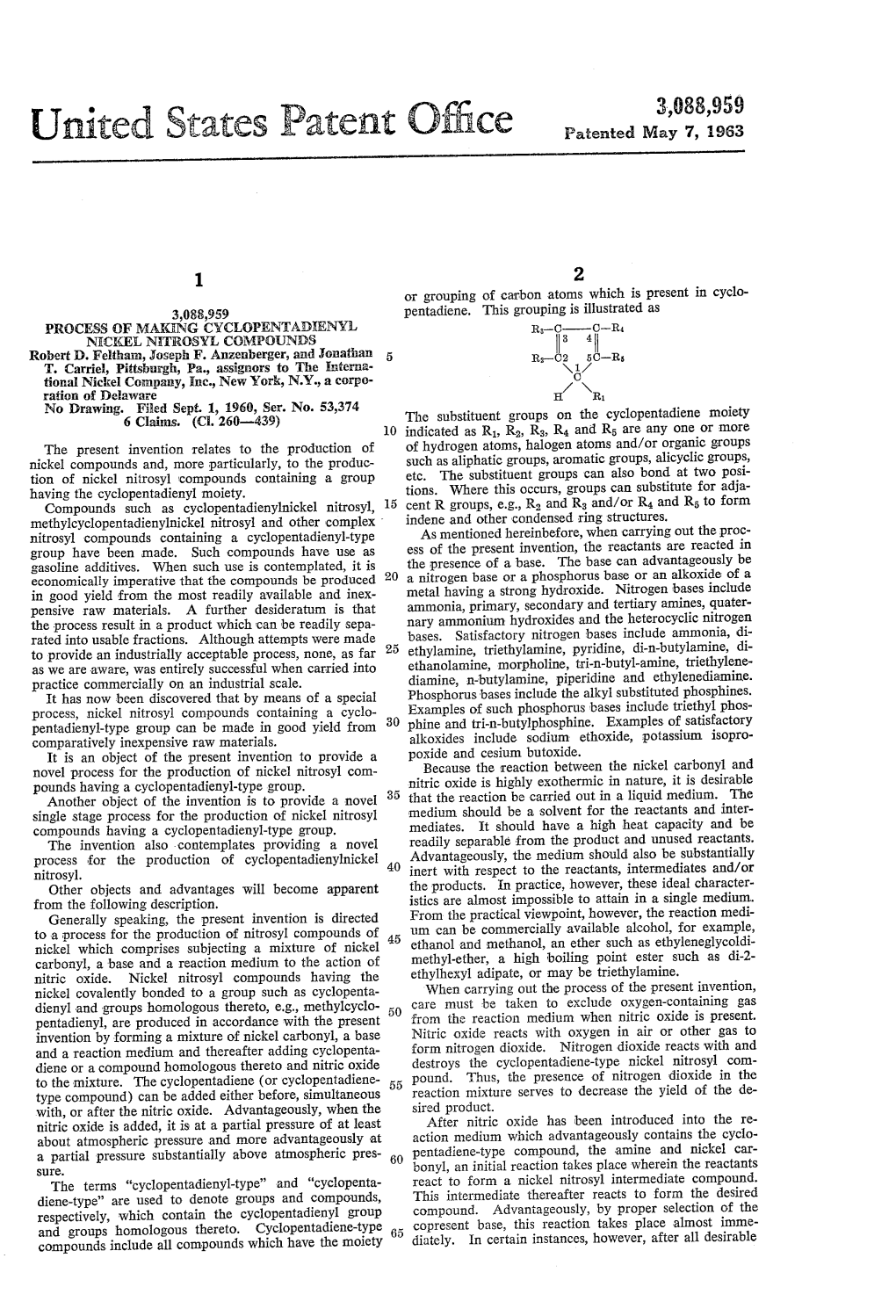 United States Patent Office Patented May 7, 1963