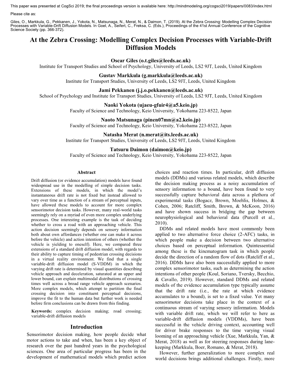 At the Zebra Crossing: Modelling Complex Decision Processes with Variable-Drift Diffusion Models