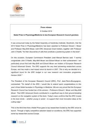 ERC Press Release O in 2012, Prof