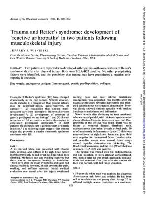 Trauma and Reiter's Syndrome: Development of 'Reactive Arthropathy' in Two Patients Following Musculoskeletal Injury