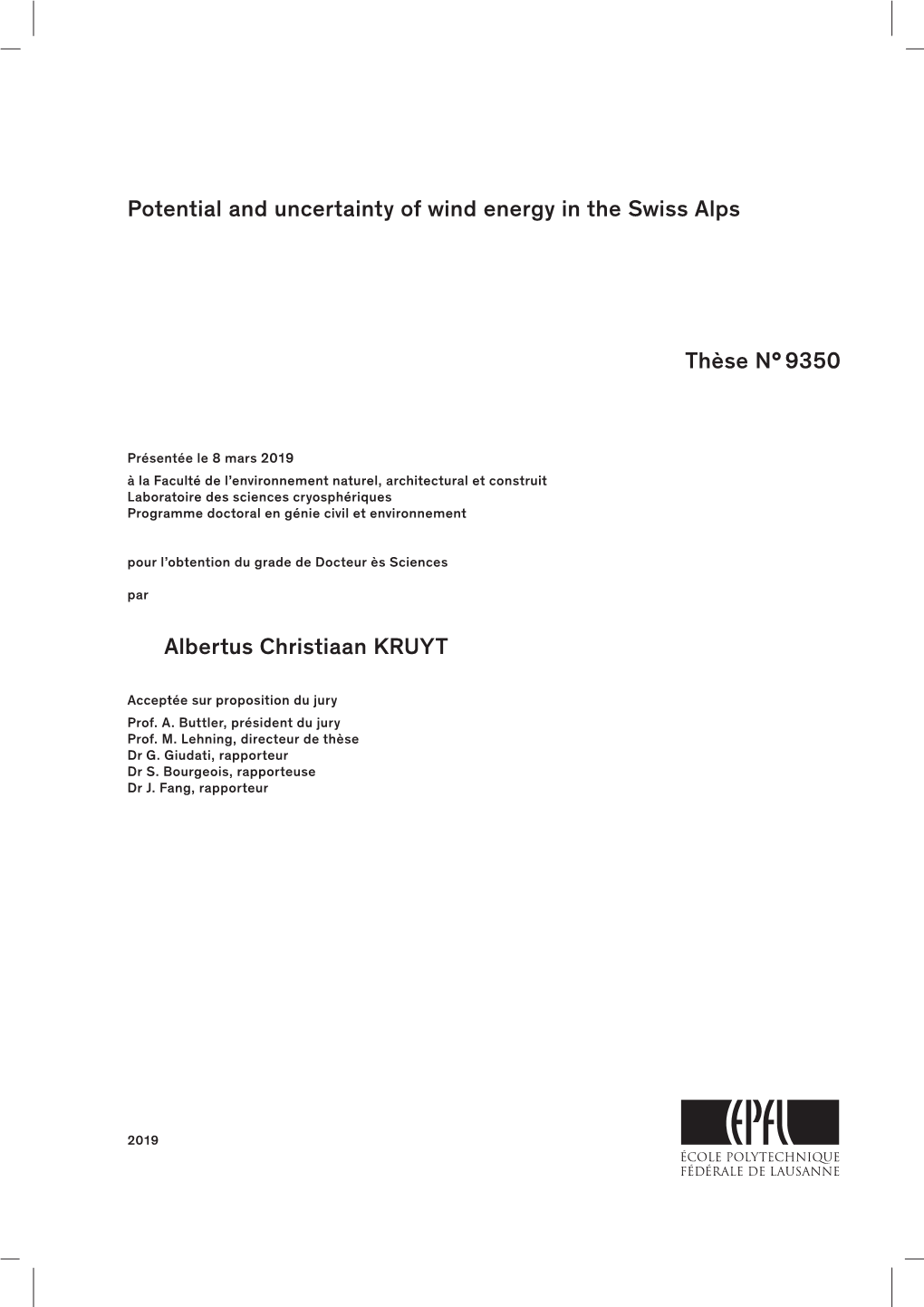 Potential and Uncertainty of Wind Energy in the Swiss Alps