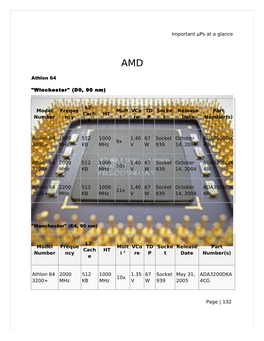 Important Μps at a Glance Athlon 64 "Winchester" (D0, 90 Nm) Model