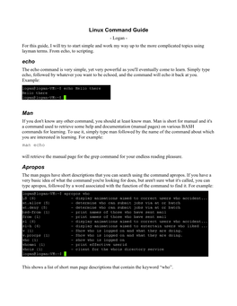 Linux Command Guide Echo Man Apropos