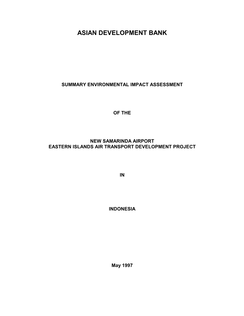 Summary Environmental Impact Assessment