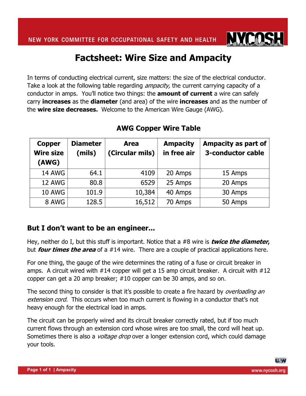 Wire Size and Ampacity