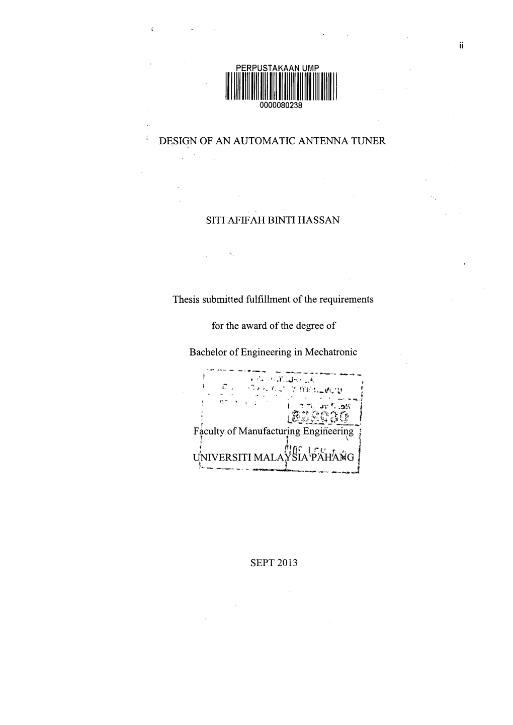 Design of an Automatic Antenna Tuner Siti Afifah