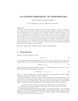 AN ENDLESS HIERARCHY of PROBABILITIES 1 Introduction
