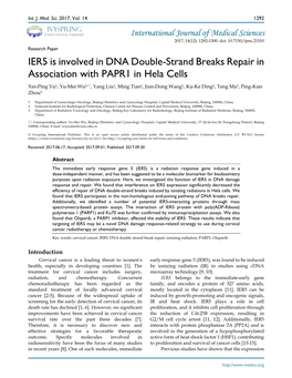 IER5 Is Involved in DNA Double-Strand Breaks Repair In