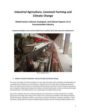 Industrial Agriculture, Livestock Farming and Climate Change