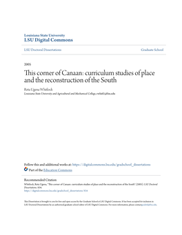 Curriculum Studies of Place and the Reconstruction of the South