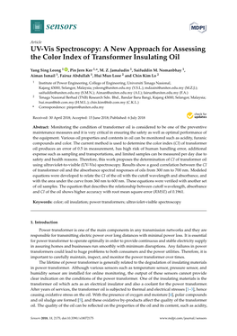 UV-Vis Spectroscopy: a New Approach for Assessing the Color Index of Transformer Insulating Oil