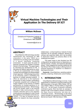 Virtual Machine Technologies and Their Application in the Delivery of ICT