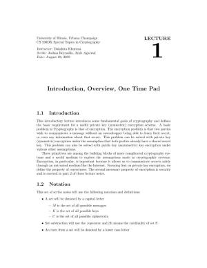 Introduction, Overview, One Time Pad