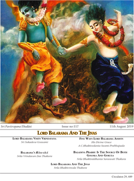 Lord Balarama and the Jivas Lord Balarama Visits Vrindavana Five Ways Lord Balarama Assists Sri Sukadeva Goswami His Divine Grace A.C.Bhaktivedanta Swami Prabhupada